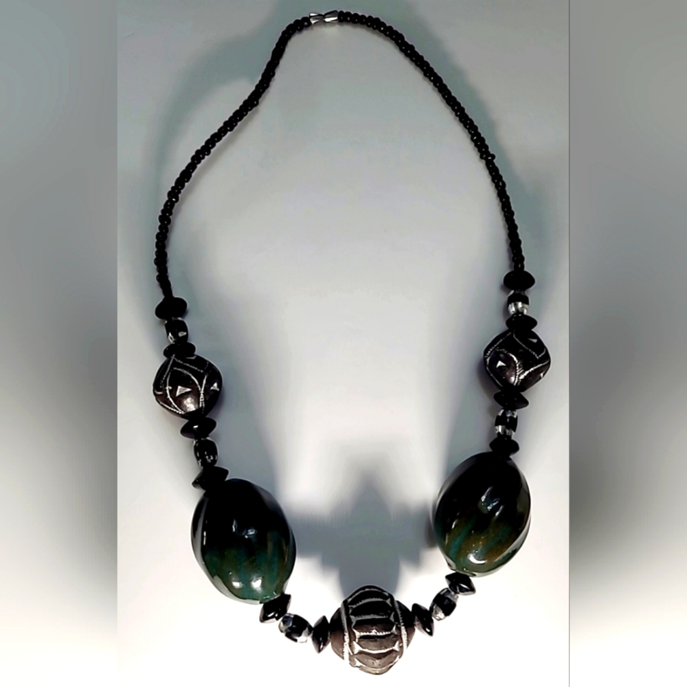 Handmade African clay beaded necklace